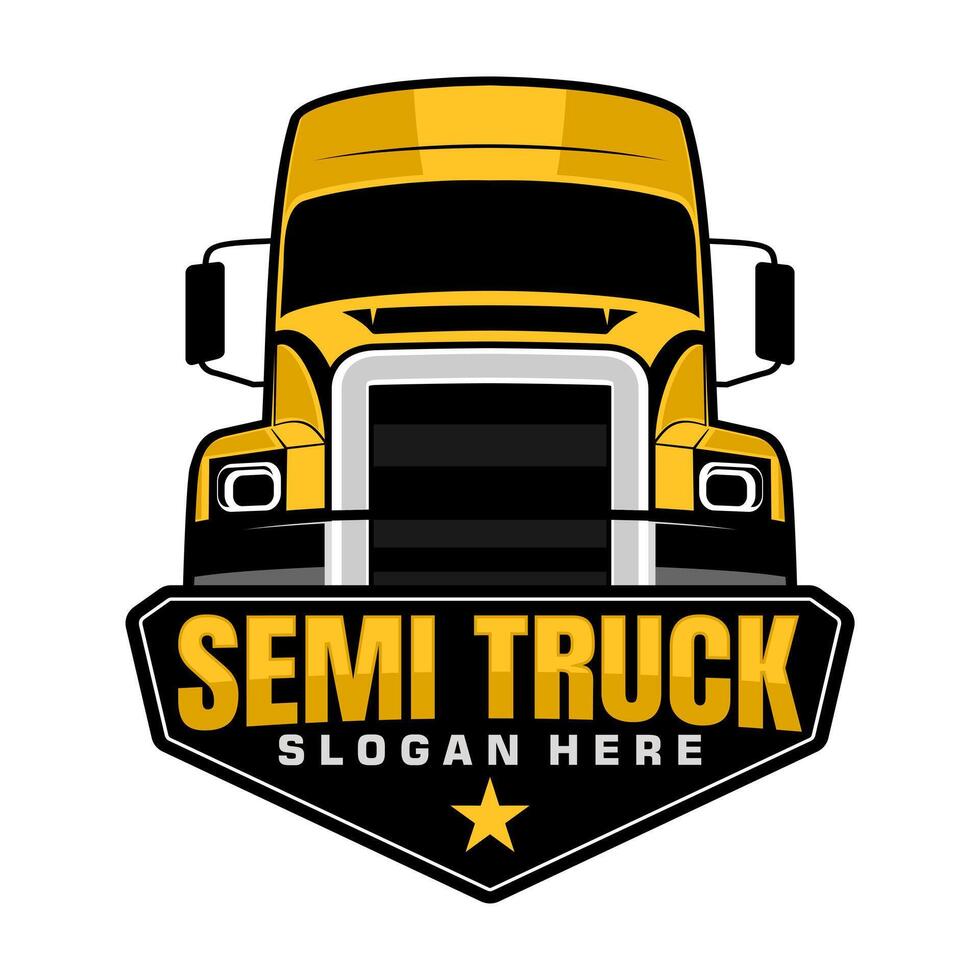 semi truck yellow illustration logo design art vector