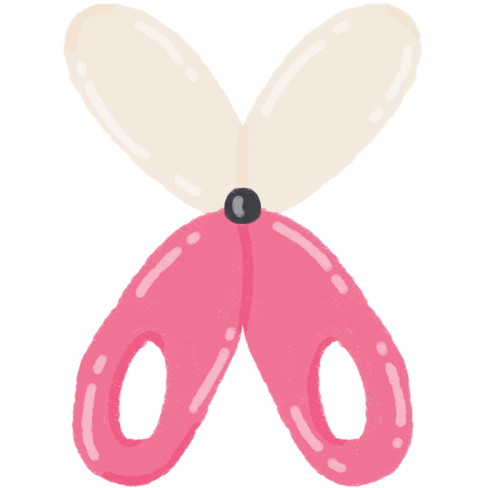 Cute Pink Scissors Doodle Illustration School Craft Clipart png