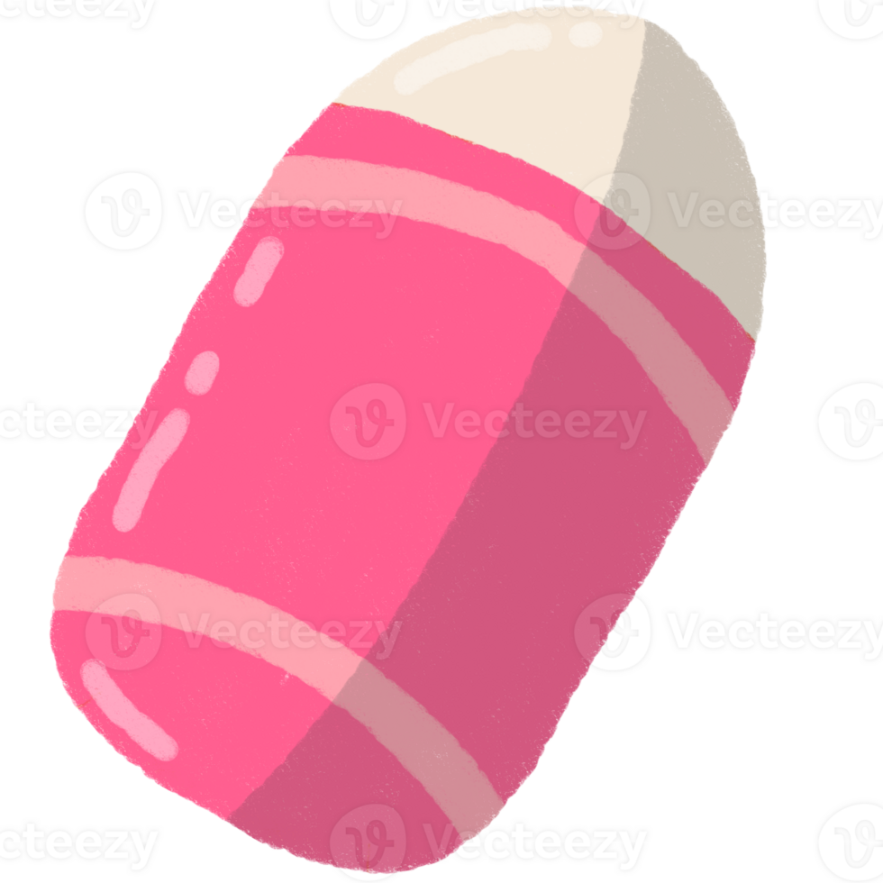 Cartoon Pink Eraser Illustration in Crayon Texture png