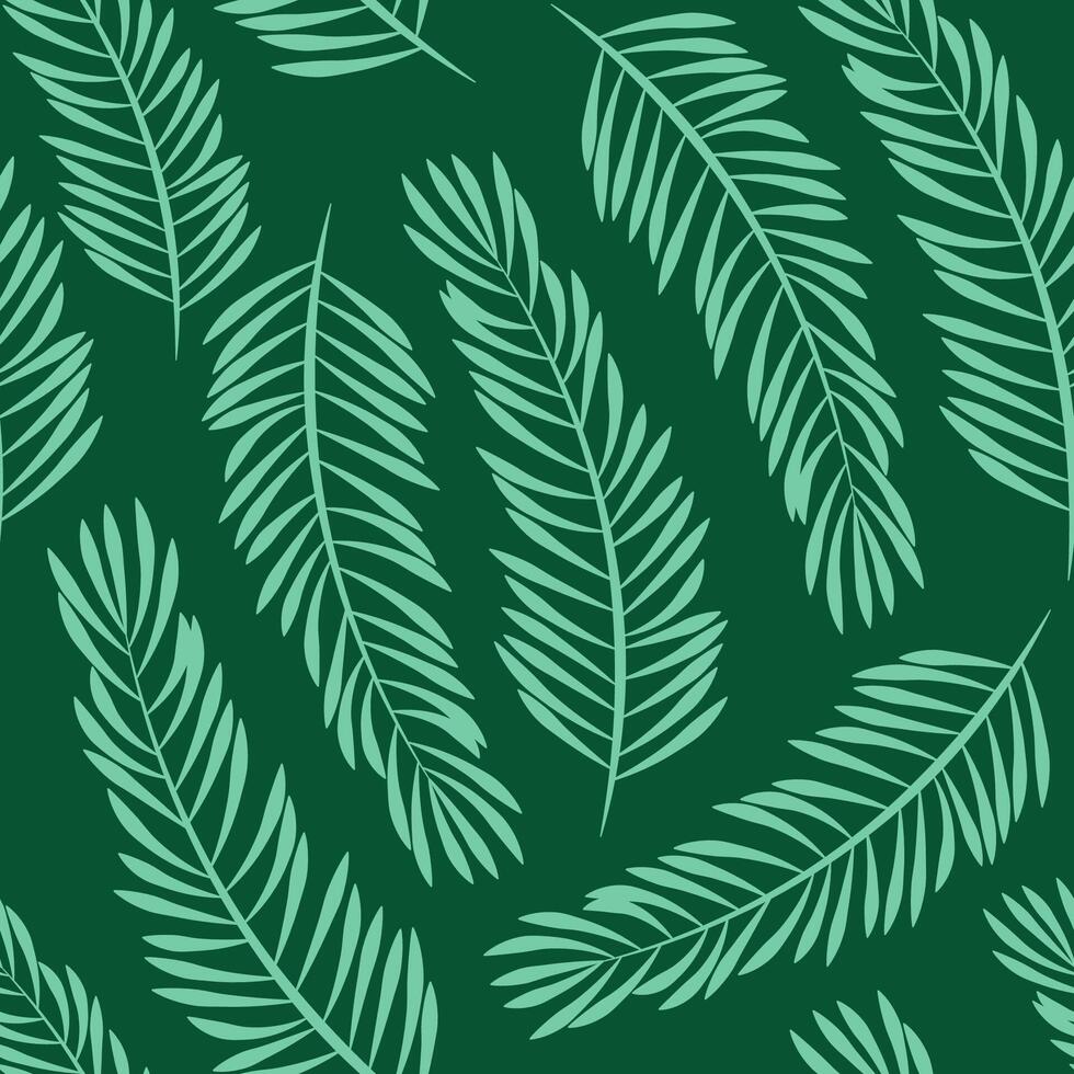 Seamless pattern of flat simple green fir tree branches on green background vector