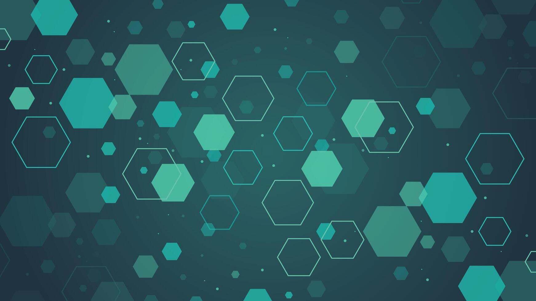 Teal hexagon background featuring modern geometric shapes in abstract style perfect for digital art technology designs web graphics presentations and creative contemporary projects vector