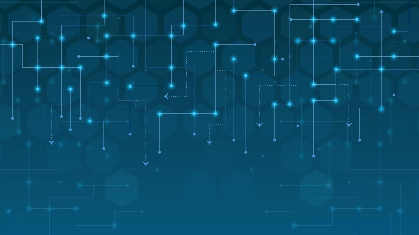Modern abstract blue circuit background featuring glowing lines and digital connections, ideal for technology, network, and futuristic design themes in creative projects. vector