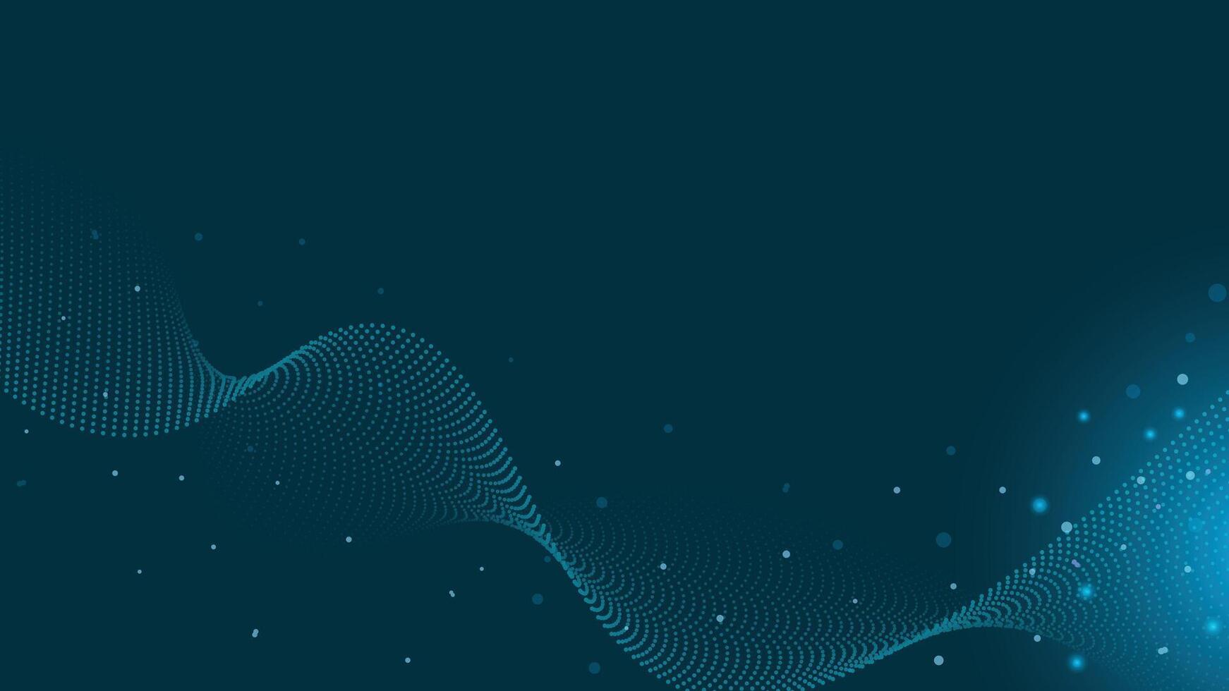 Modern abstract blue background featuring flowing wave dots and glowing particles, perfect for technology, digital, and futuristic themes in design projects. vector
