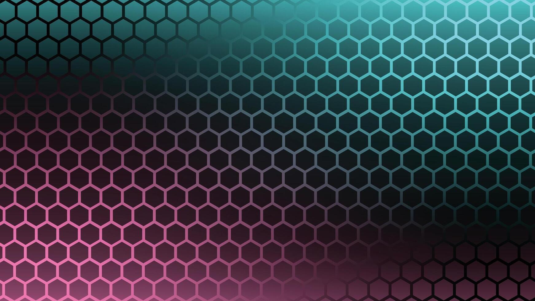 Modern hexagon grid background in pink and cyan gradient colors with geometric abstract pattern perfect for digital art wallpapers presentations and technology designs vector