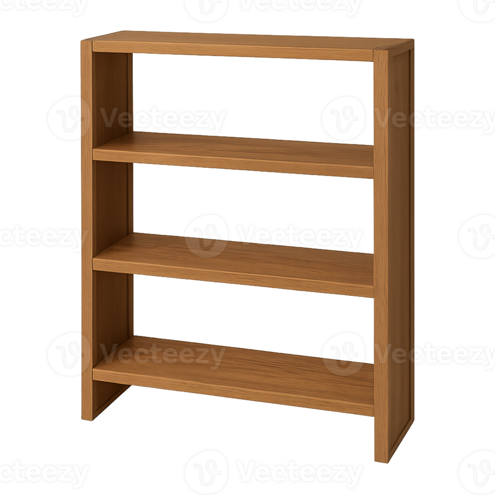 Shelf wood furniture bookshelf, isolated with transparent background png