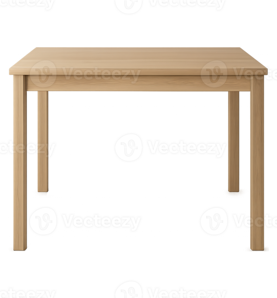 Minimalist light oak wooden table, isolated on transparent background, clean and modern design png