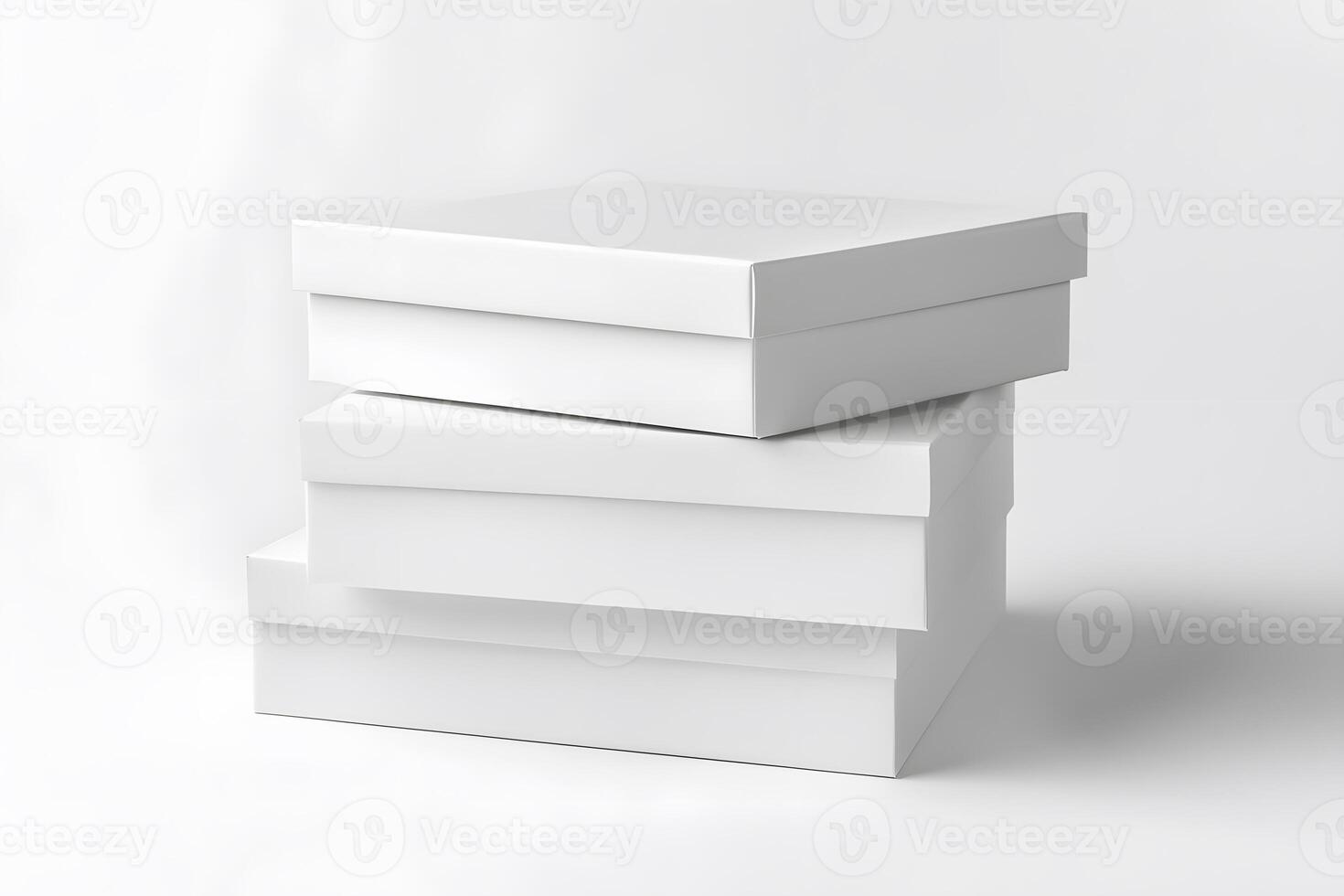 Stacked White Boxes with Shadows, Minimalist Composition and Sof photo
