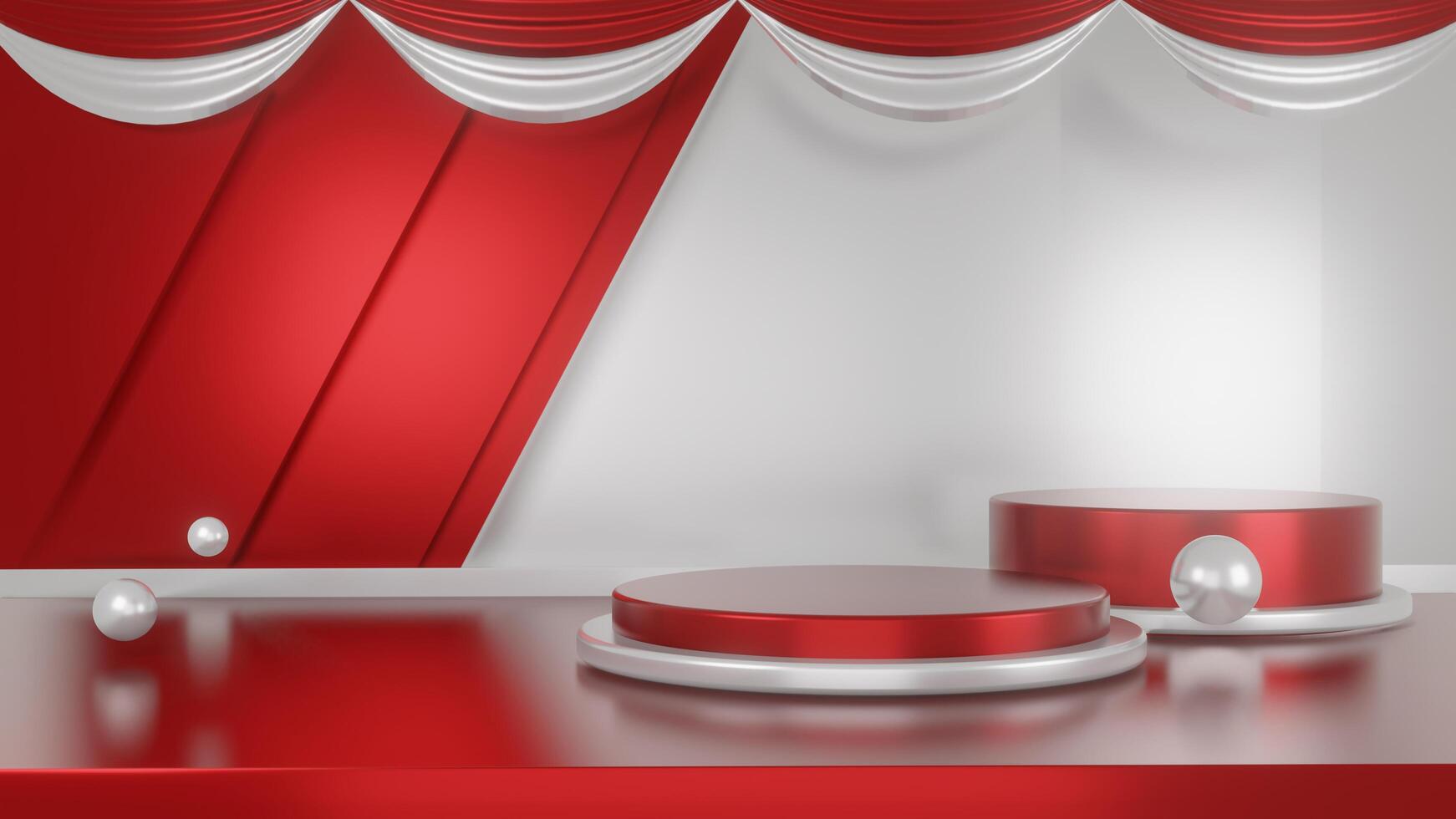 4k Motion Graphic Design 3D looping animated background in red and white with abstract and seamless curtains and flags for independence day party. photo
