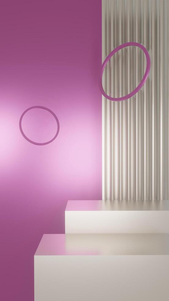 3d animation pink podium and clouds minimal product display background, pink podium. Product visualization on the platforms photo