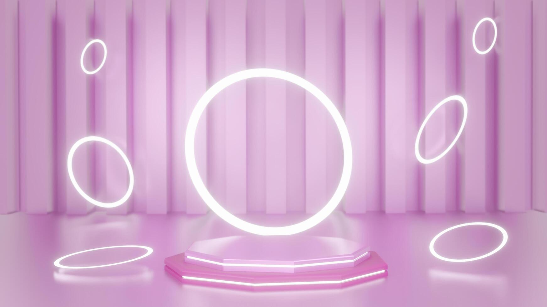 3d platforms pink background. Empty space to showcase your beauty product. Three dimensional illustration photo