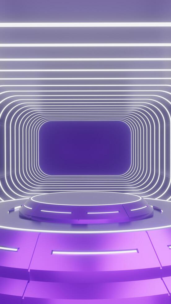 glow luxury podium pedestal product display and purple portrait background modern gaming 3d rendering, amazing for promotion display product photo