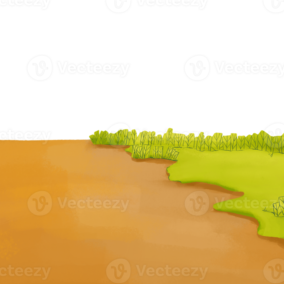 Hand drawn footpath with warm green grass png