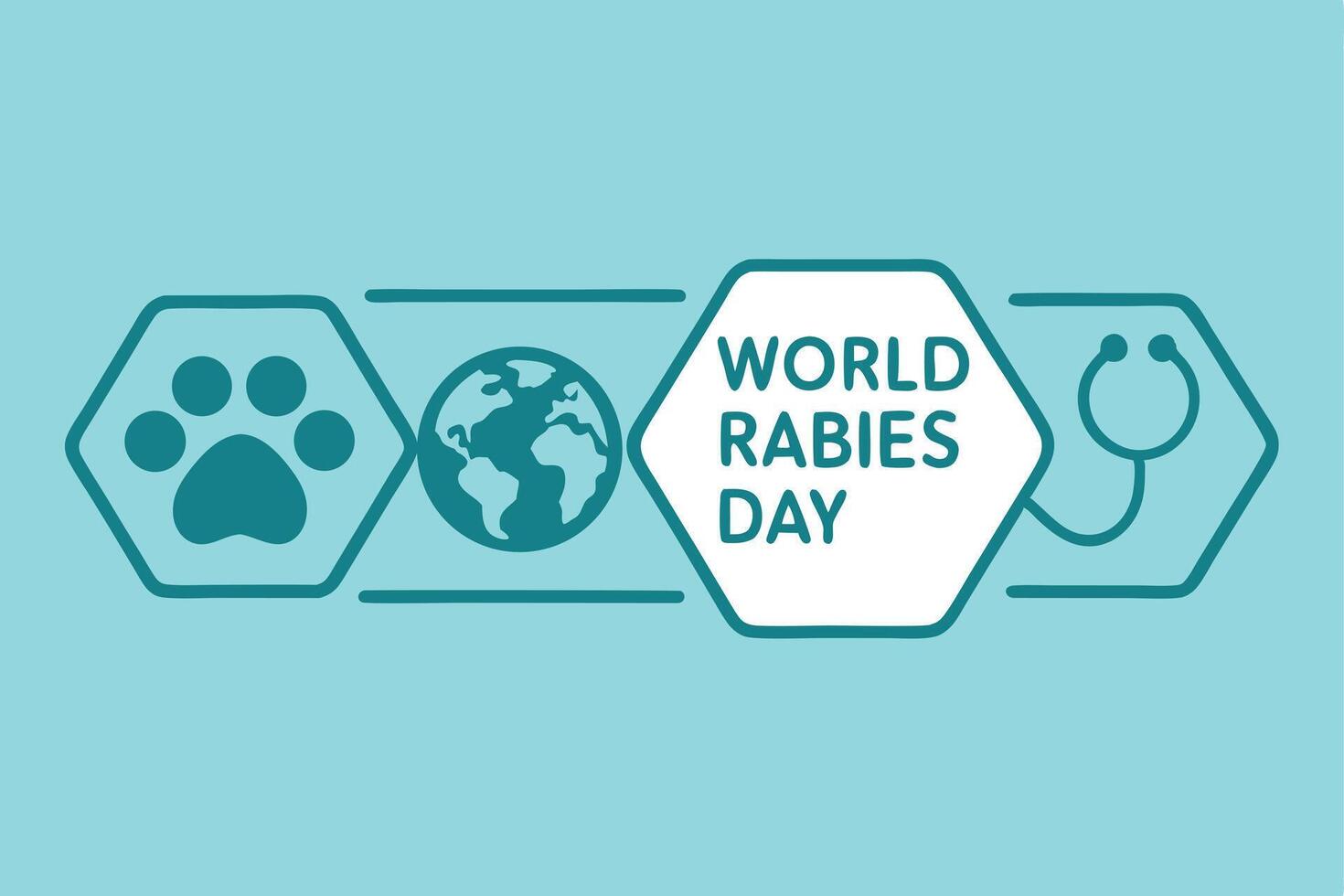 World Rabies Day Awareness Graphic with Paw Print Globe and Stethoscope vector