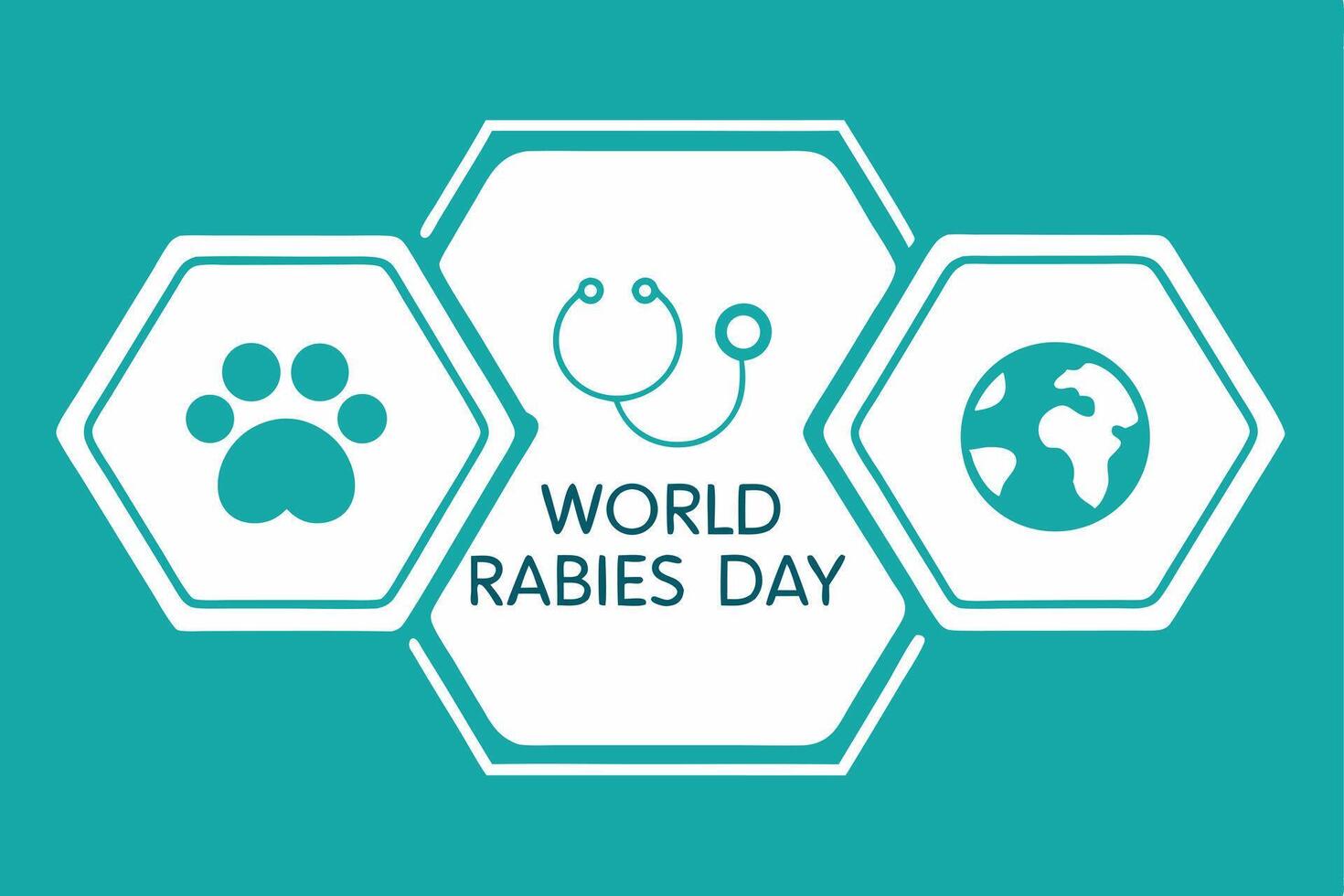 World Rabies Day Illustration with Paw Print Stethoscope Globe vector