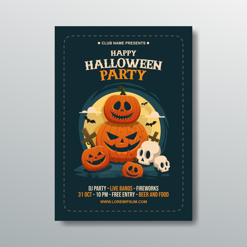 Halloween party flyer with pumpkins vector