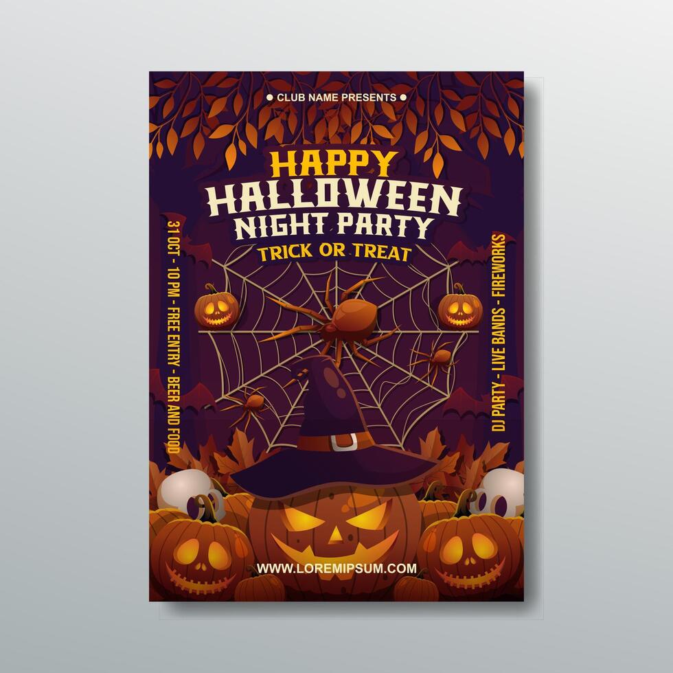 trendy halloween night party flyer invitation template design vector