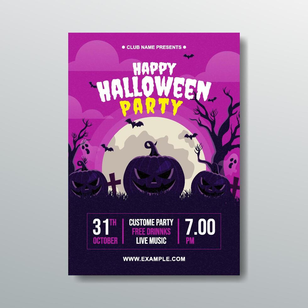 happy halloween event party flyer design vector