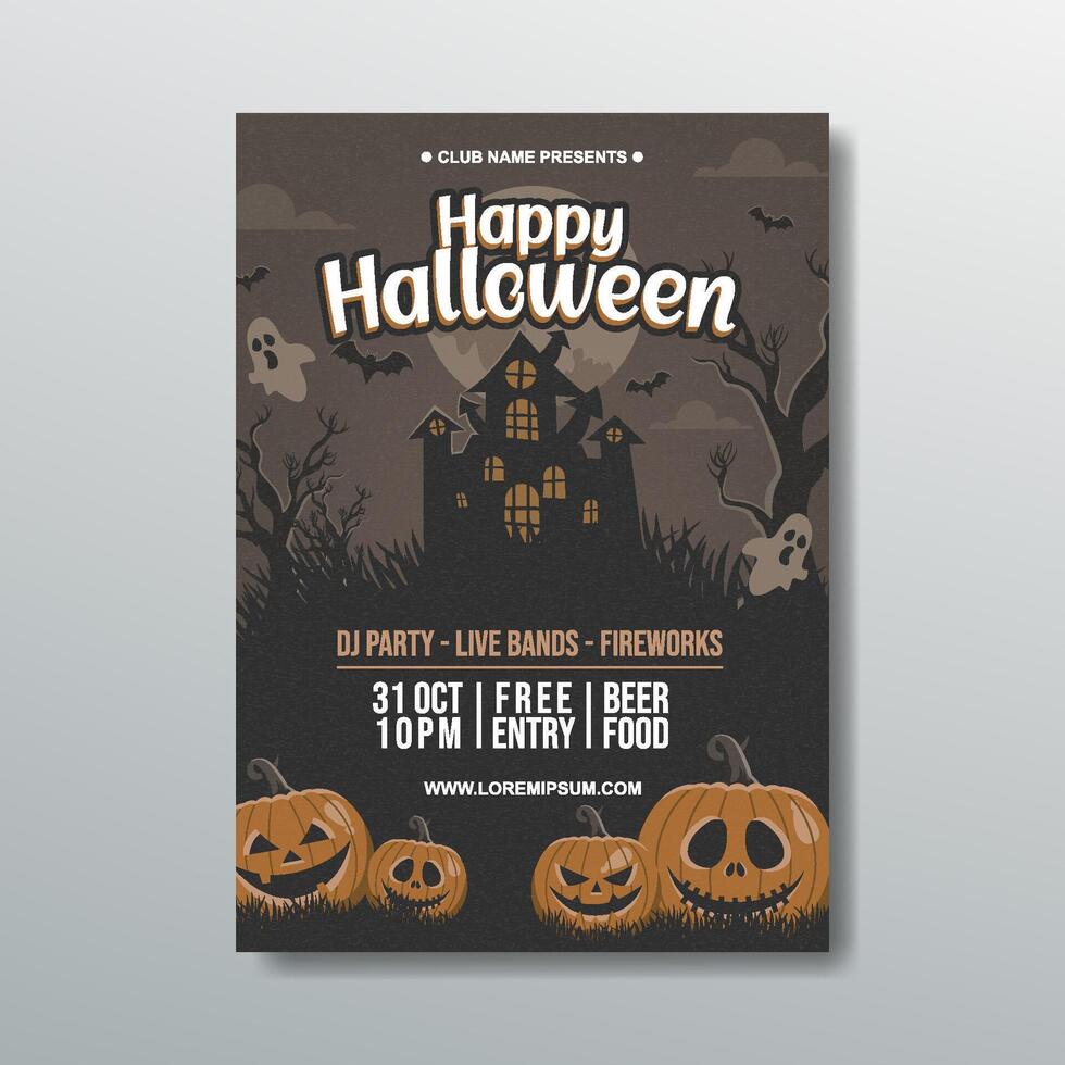 happy halloween vertical poster template design vector