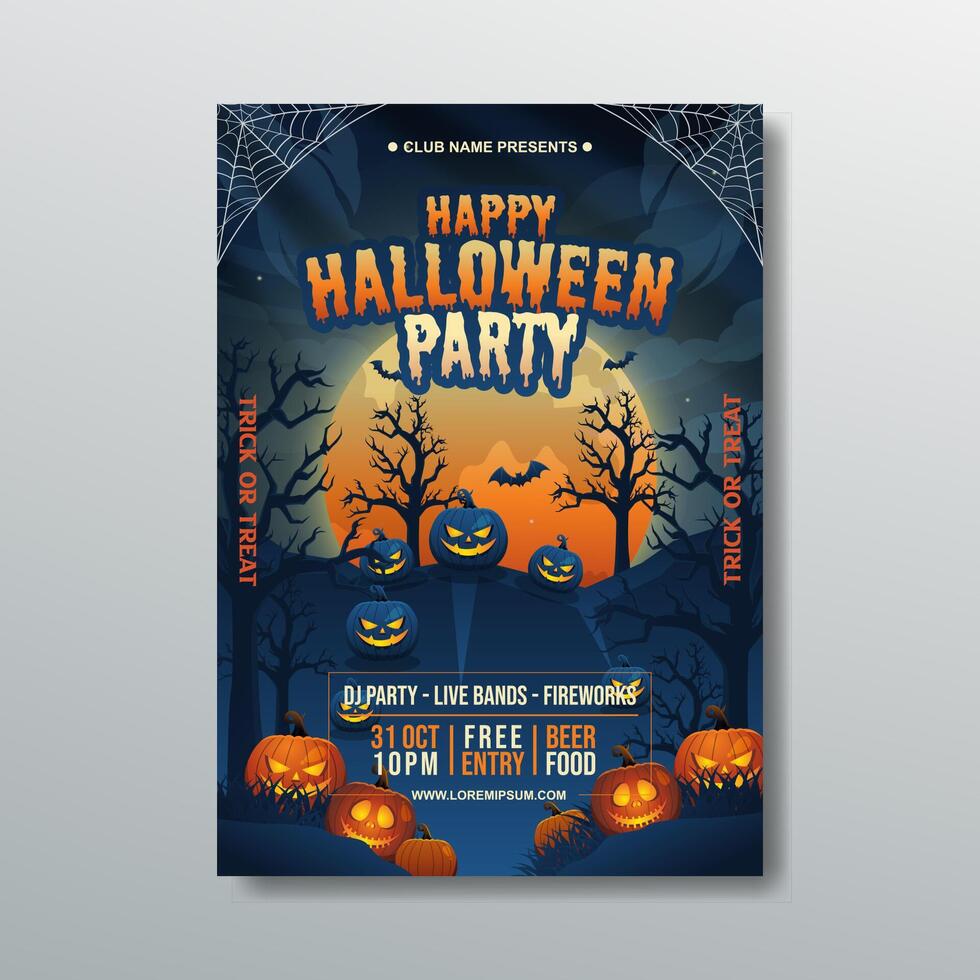 creative halloween night party poster invitation template design vector