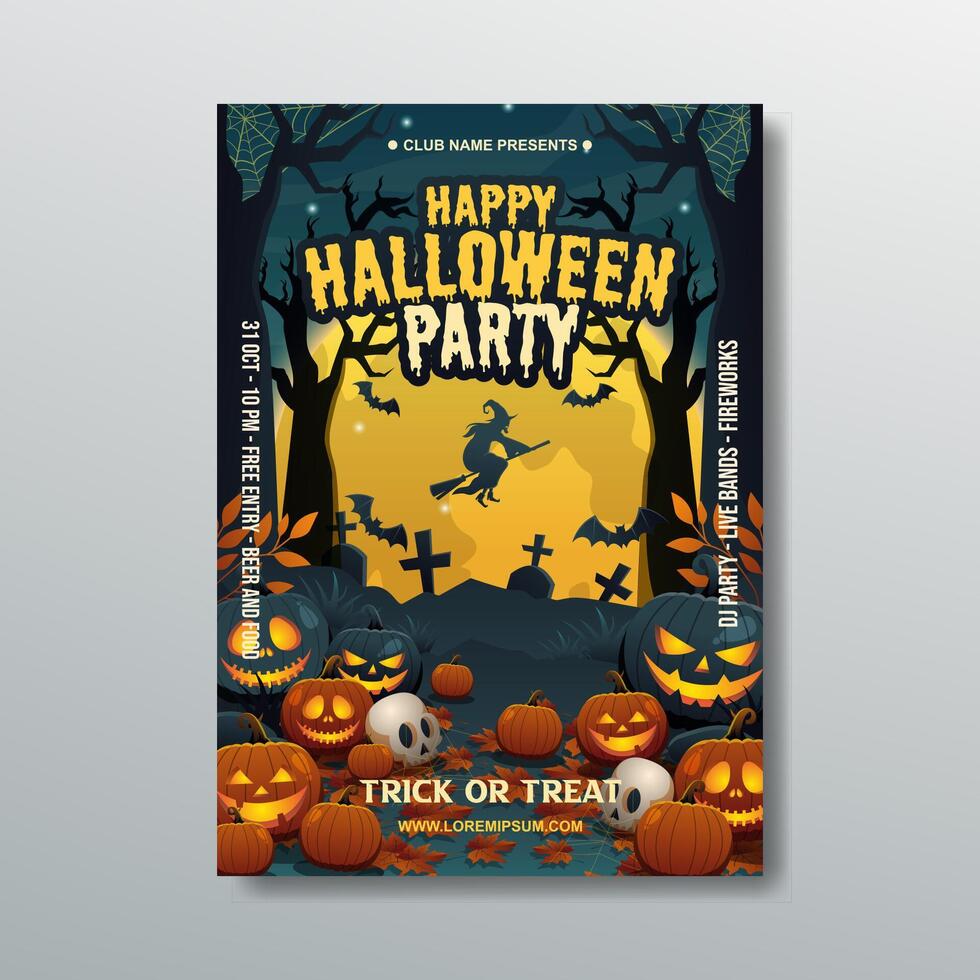 halloween night party holiday poster invitation template vector
