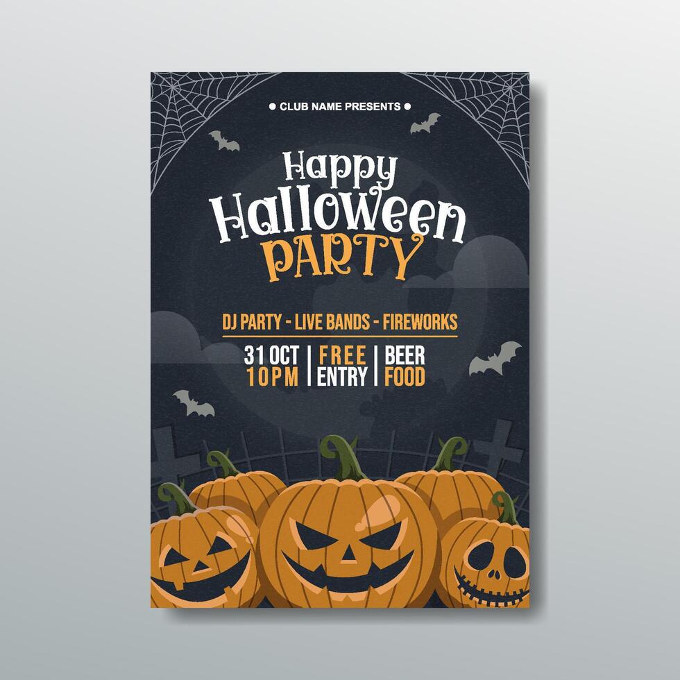 happy halloween party flyer template vector
