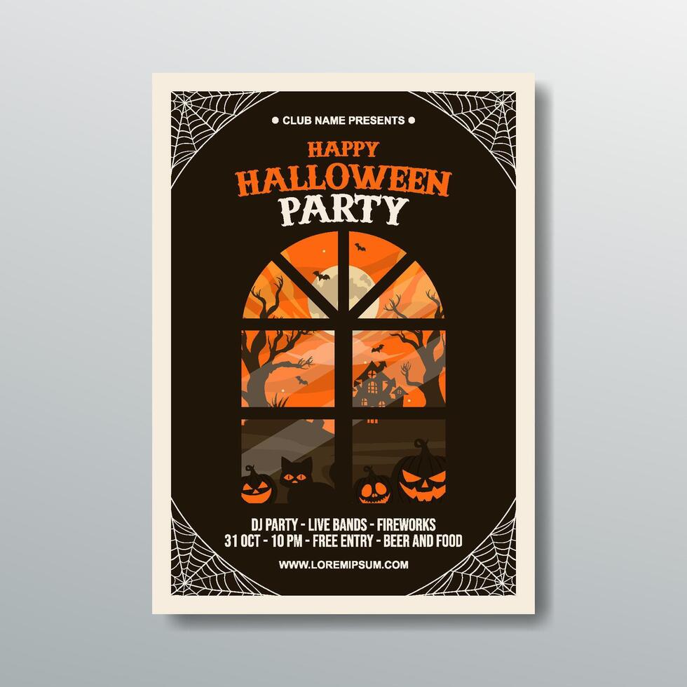 creative halloween party poster template design vector