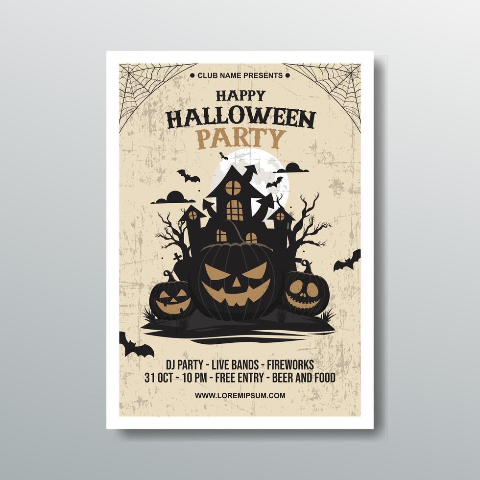 vintage halloween party poster template design vector