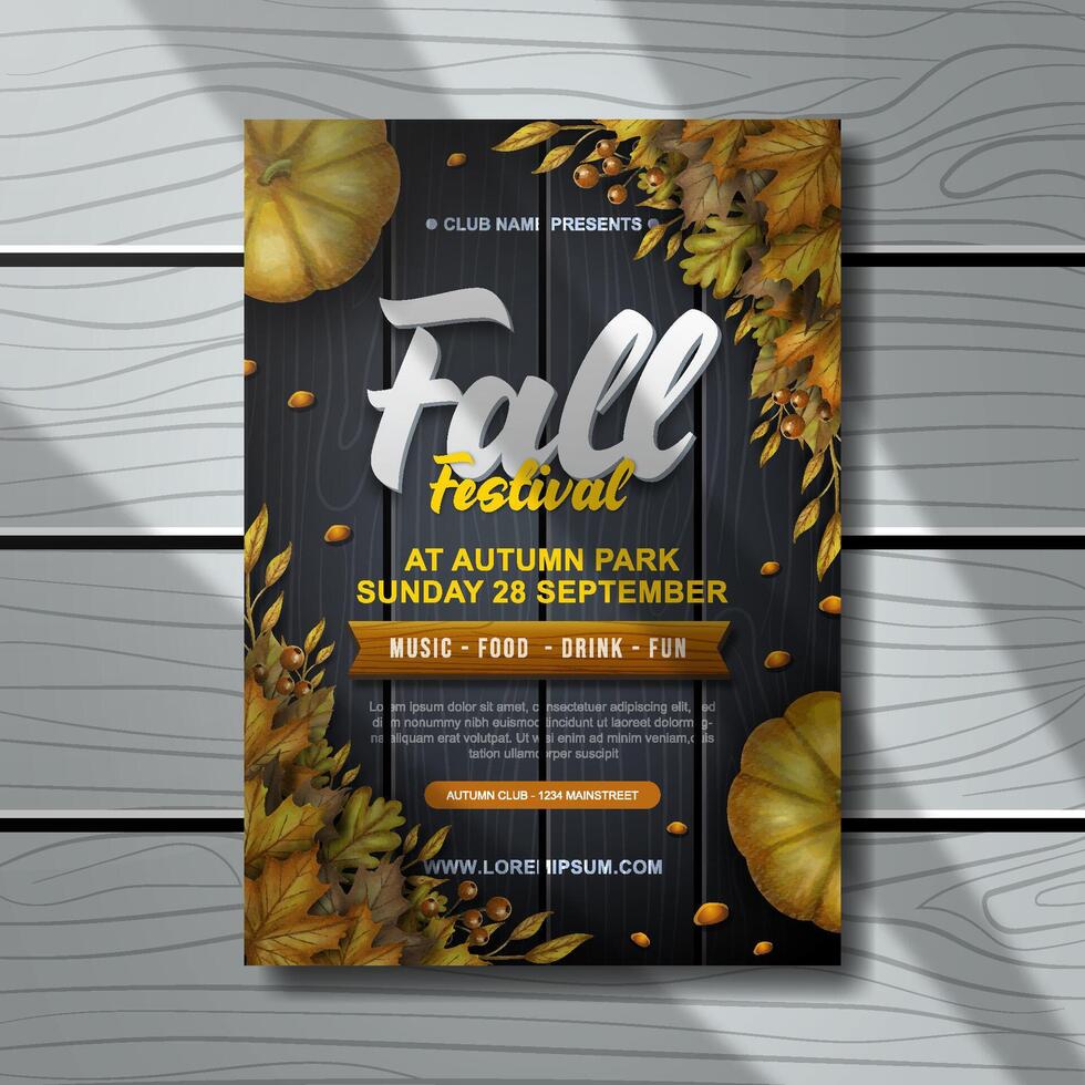 modern black autumn poster invitation template vector