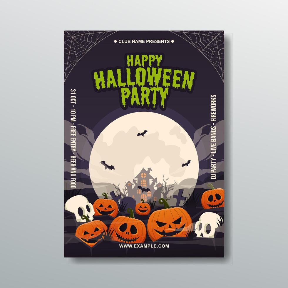halloween party celebration poster flat design vector
