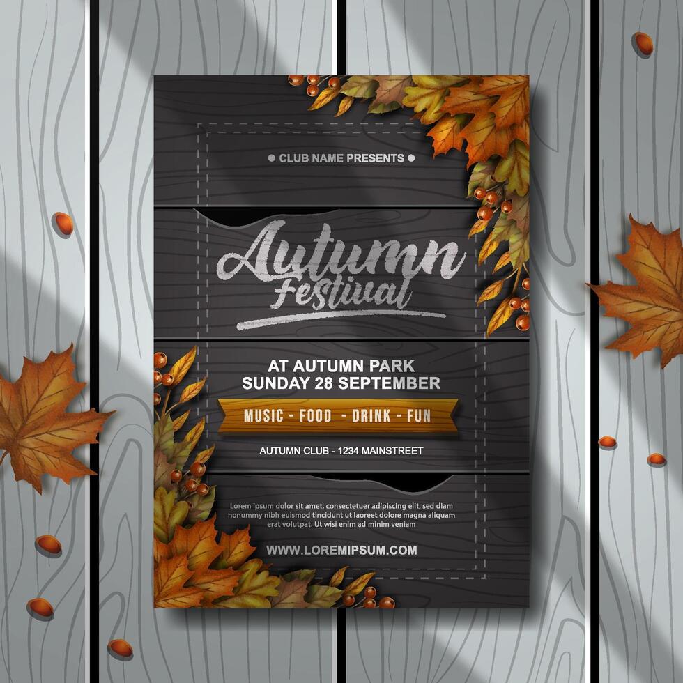 realistic autumn poster celebration template design vector