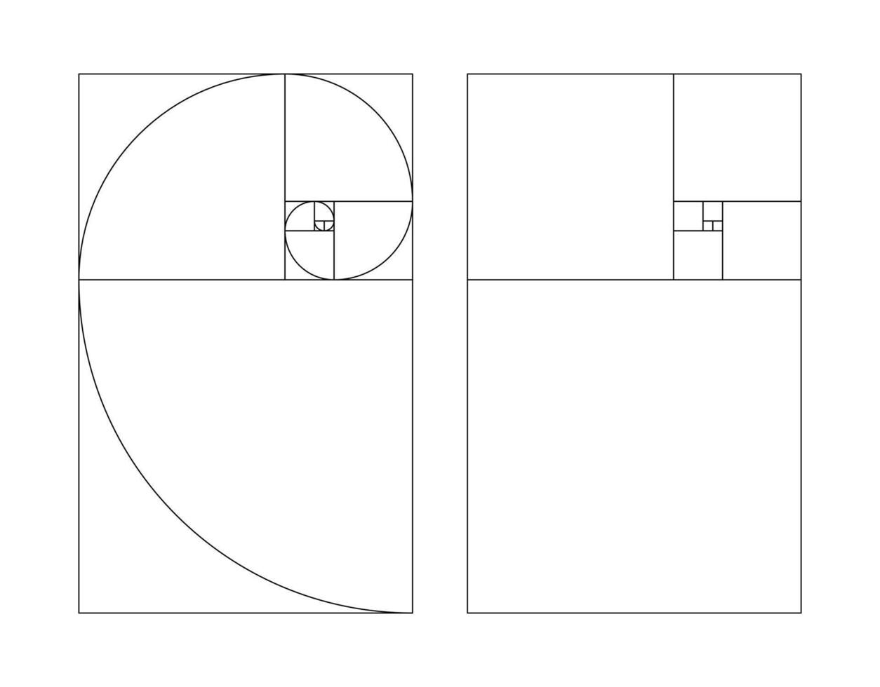 Vertical golden ratio harmony proportions template. Fibonacci numbers, array set. vector