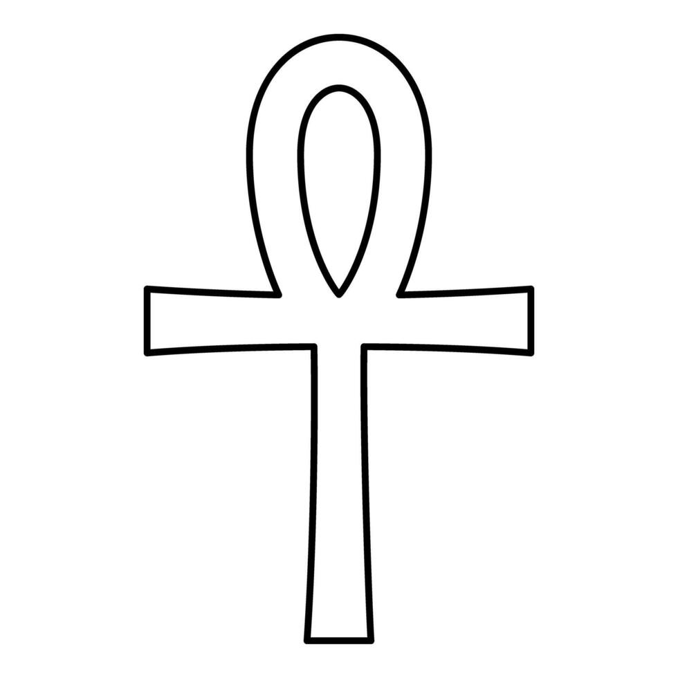 Coptic cross Ankh ancient Egyptian religious symbol contour outline line icon black color thin style vector