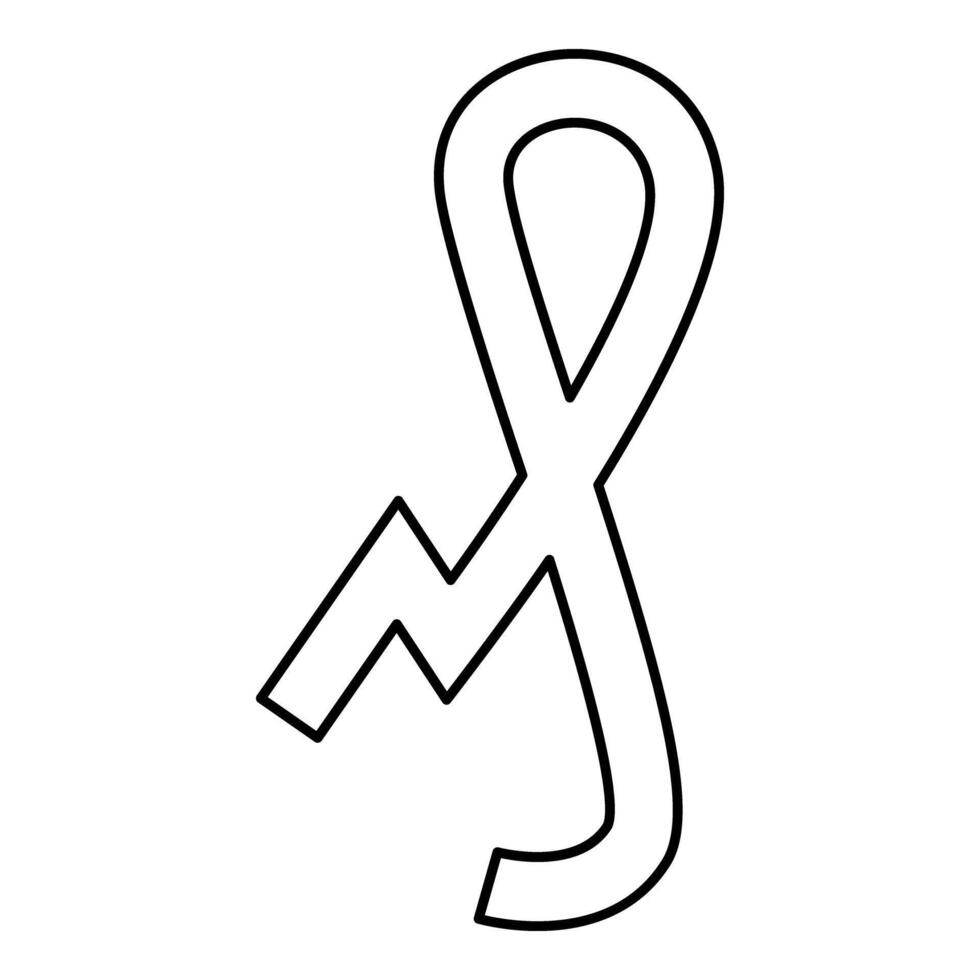 Pfennig German penny sign glyph money symbol contour outline line icon black color thin style vector