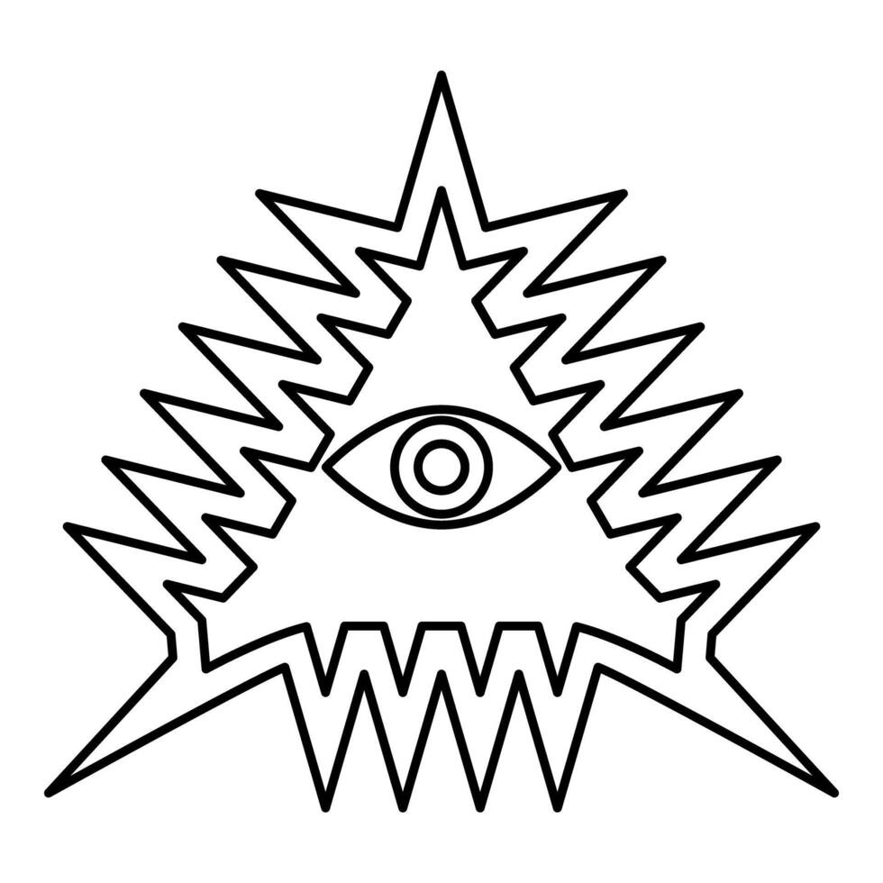 Mason symbol occult emblem of masonic Illuminati triangle all seeing eye of vision providence sacred sign in pyramid in triangle secret concept contour outline line icon black color thin style vector