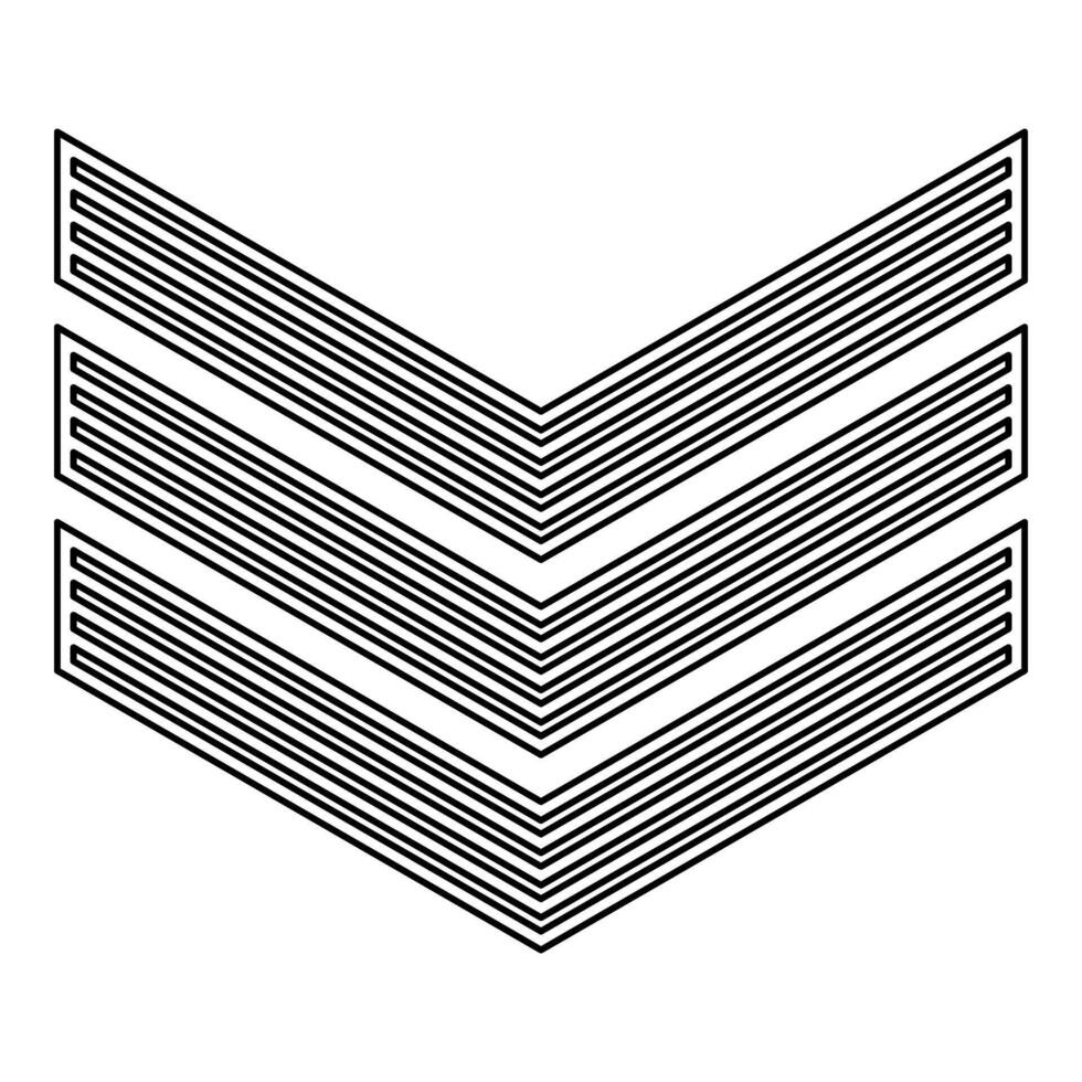 Army chevron military rank insignia badge symbol sign petty officer contour outline line icon black color thin style vector