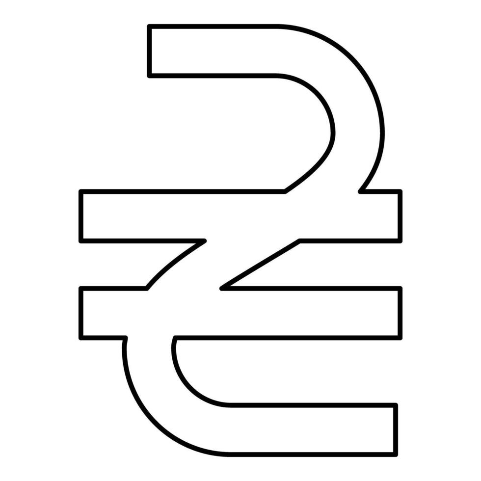 Hryvnia currency Ukraine money sign symbol UAH contour outline line icon black color thin style vector