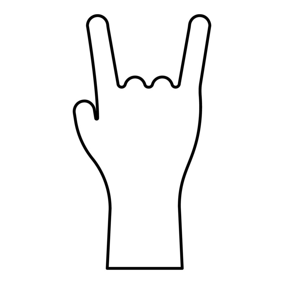 Symbol heavy metal rock male hand gesture sign contour outline line icon black color thin style vector