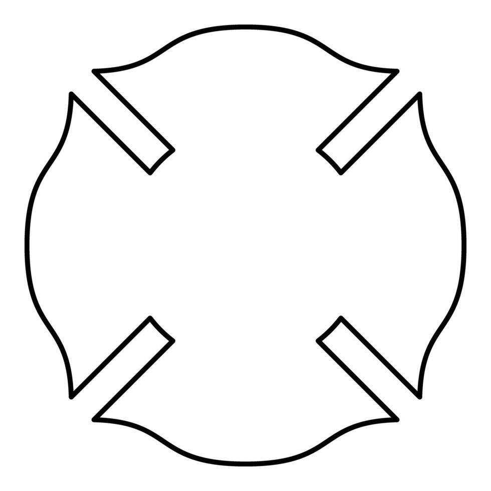 Firefighter cross Malta emblem fire fighter dept contour outline line icon black color thin vector