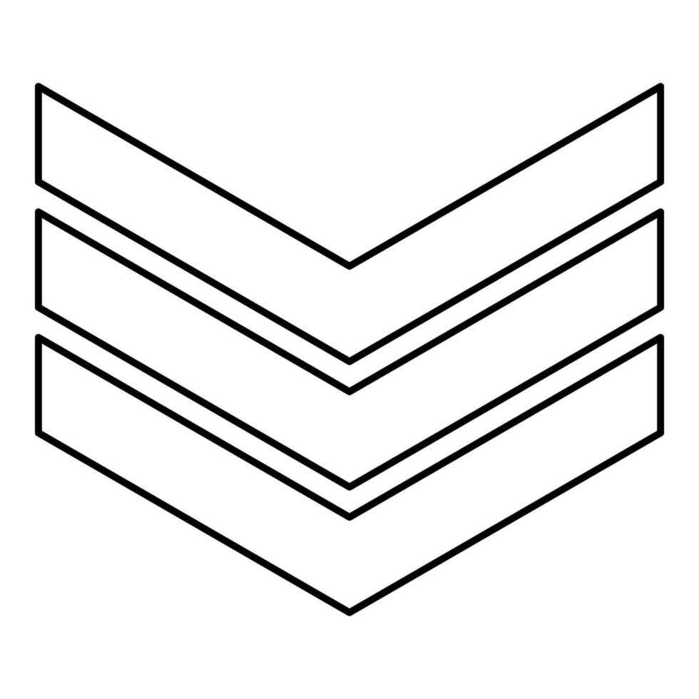Army chevron military rank insignia badge symbol sign petty officer contour outline line icon black color thin vector