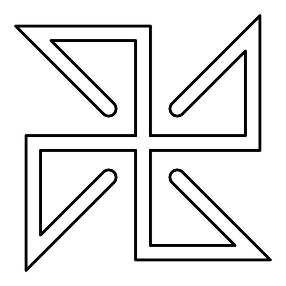 Solon symbol sign slavic pagan contour outline line icon black color thin style vector
