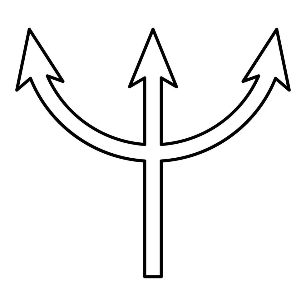 Trident Neptune contour outline line icon black color thin style vector