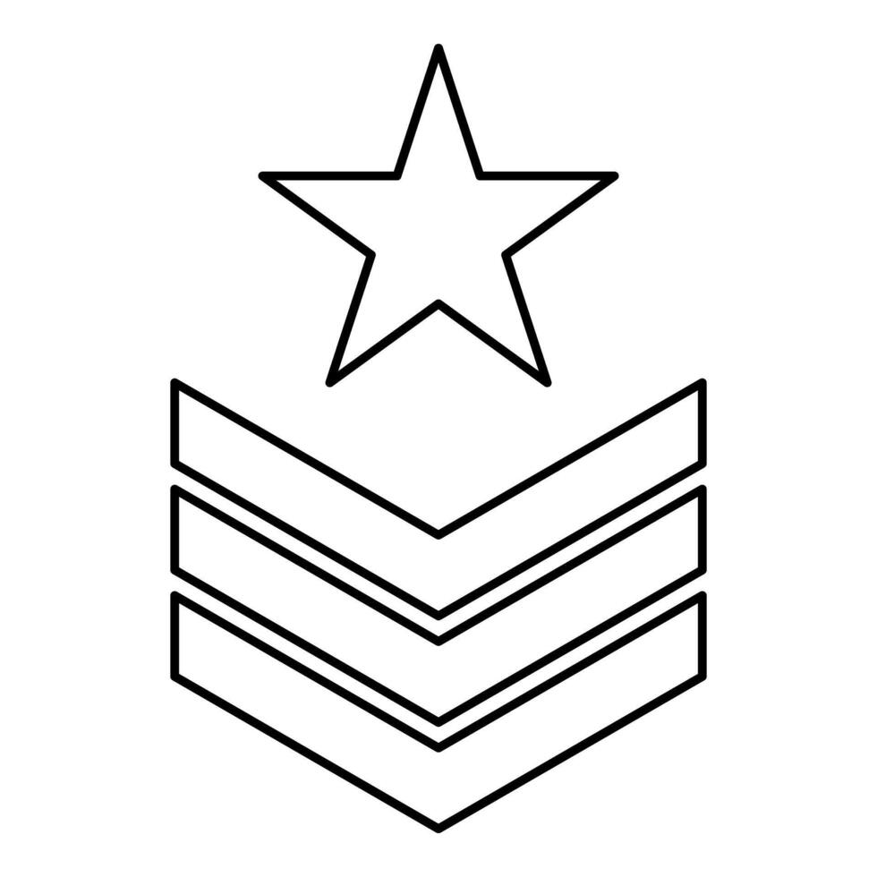 Army chevron military rank insignia badge symbol sign petty officer contour outline line icon black thin vector
