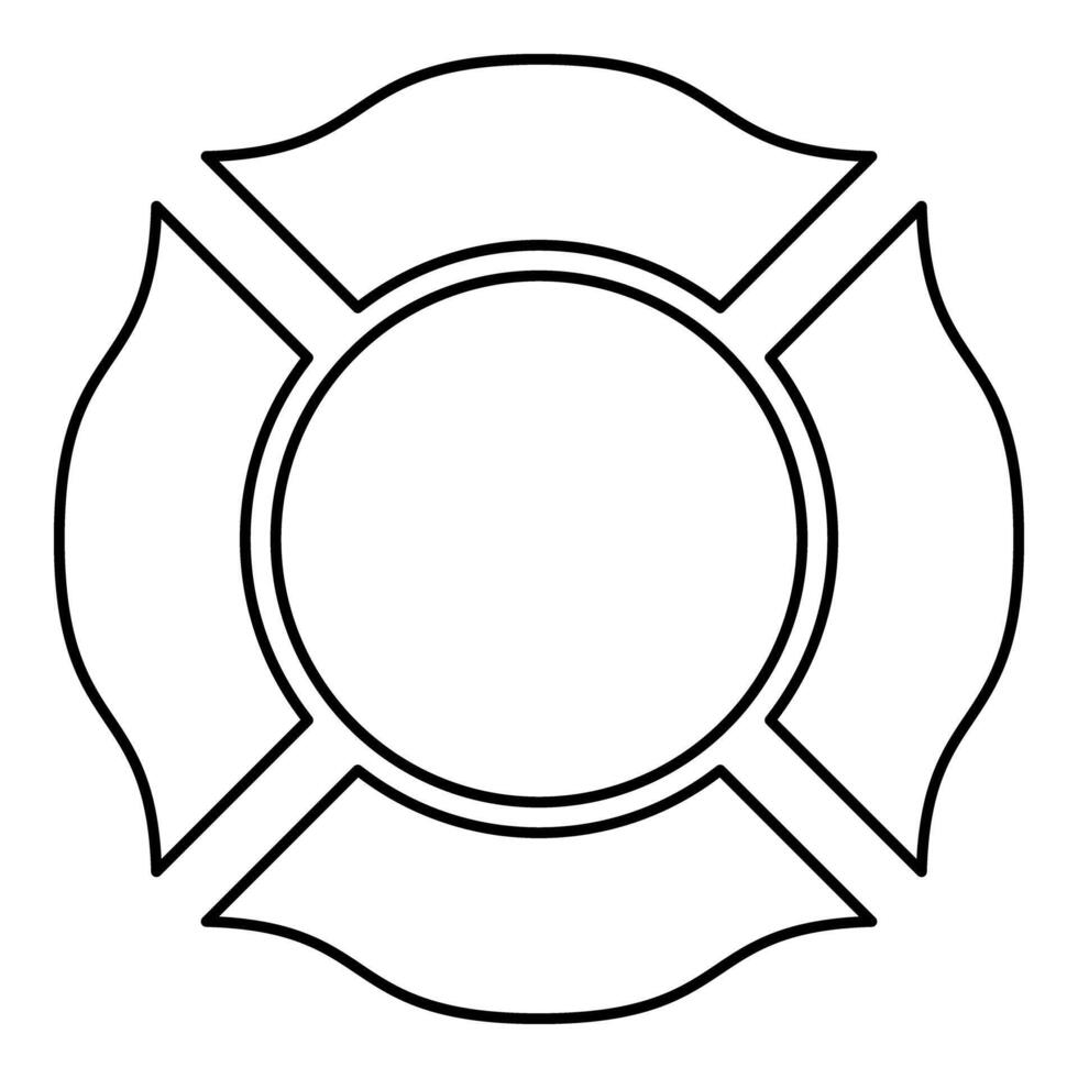 Firefighter cross Malta emblem fire fighter dept contour outline line icon black color thin style vector