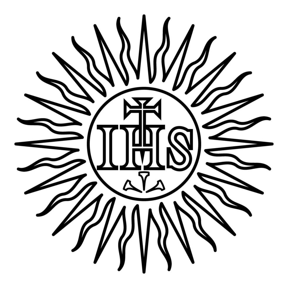 Jesuit symbol Christian concept sign contour outline line icon black color thin vector