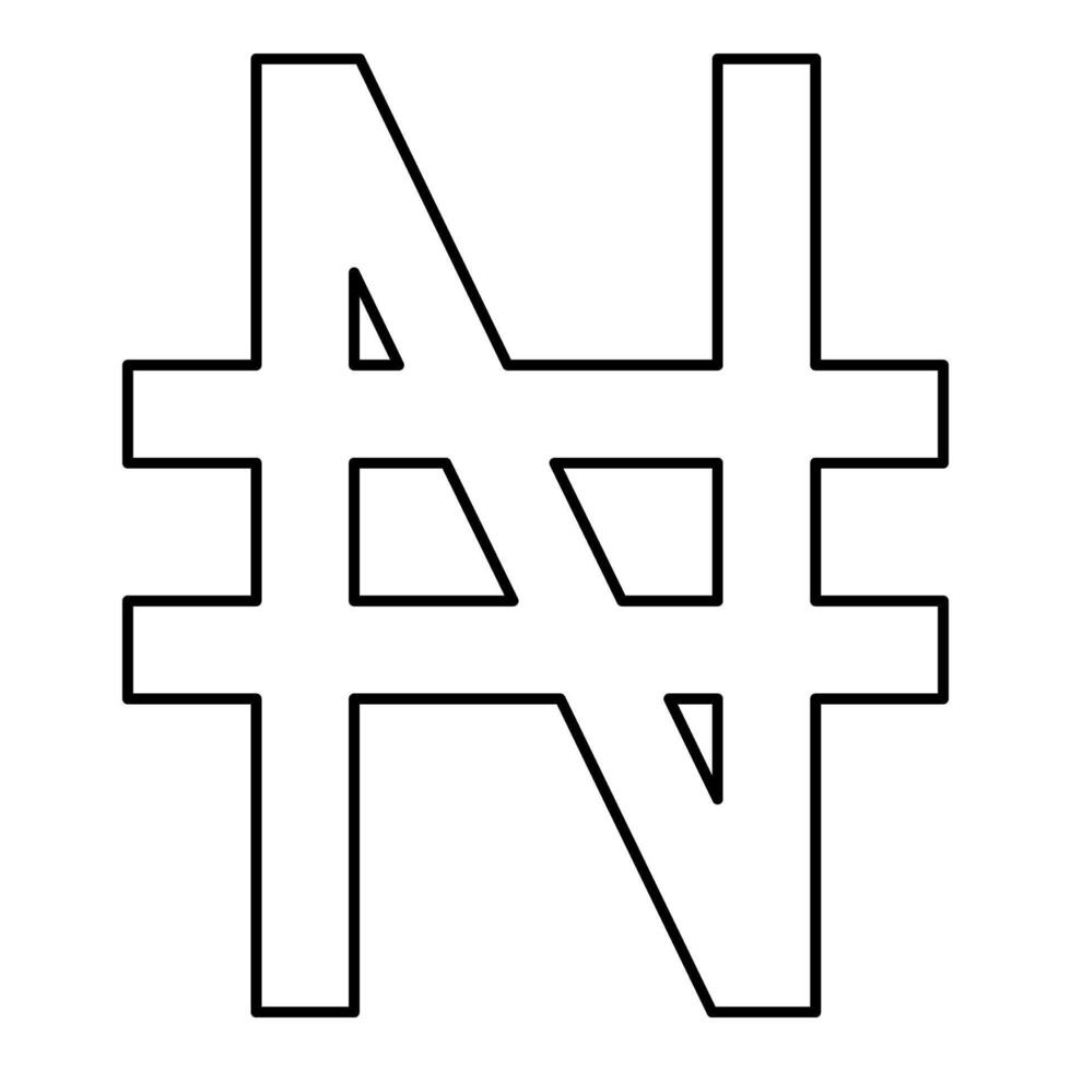 Symbol Nayra sign money currency contour outline line icon black color thin style vector