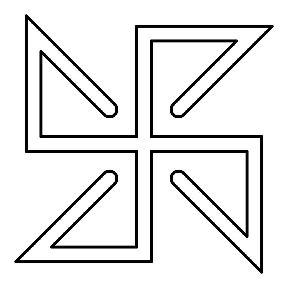 Yarovrat symbol sign slavic pagan contour outline line icon black color thin style vector