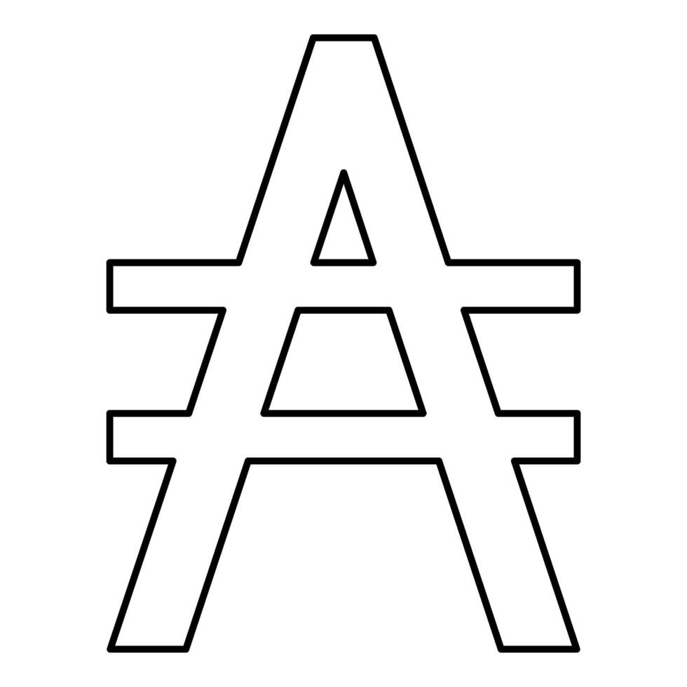 Austral symbol sign contour outline line icon black color thin style vector
