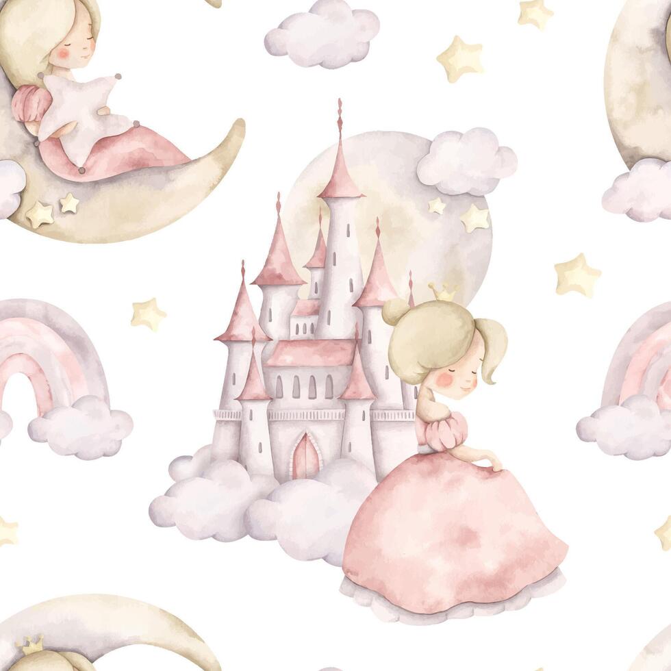 Princess castle pattern design vector