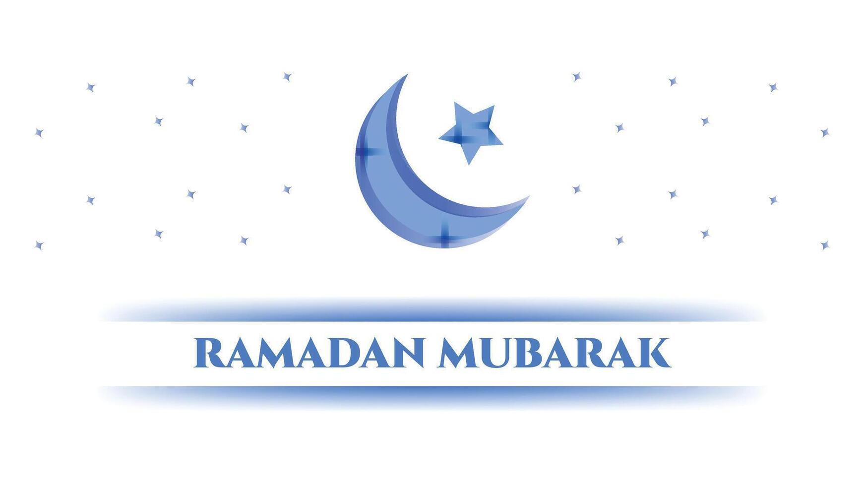 Minimalist Ramadan Mubarak Design with Blue Moon and Stars vector