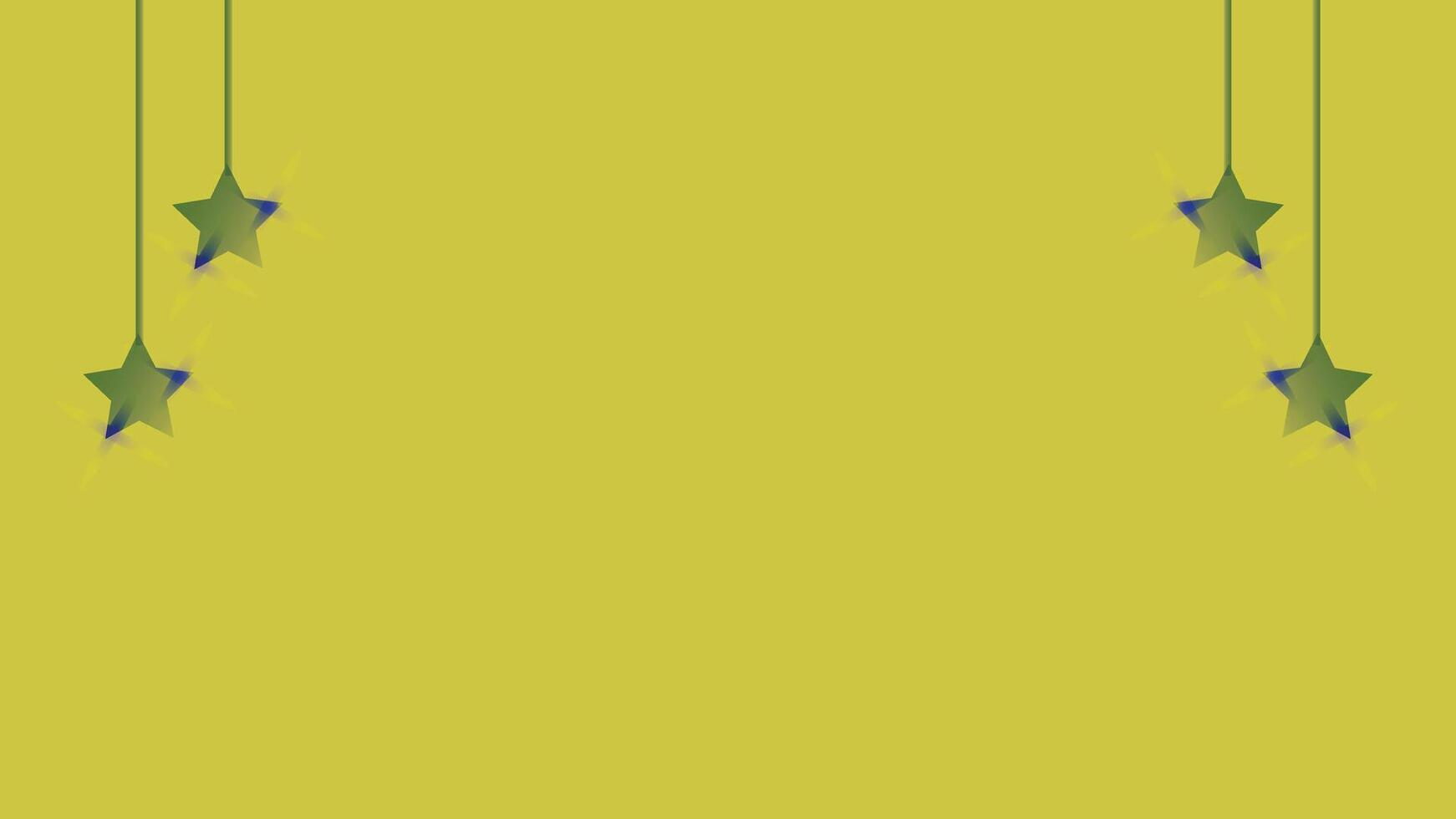 Bright Yellow Background with Hanging Green Stars vector